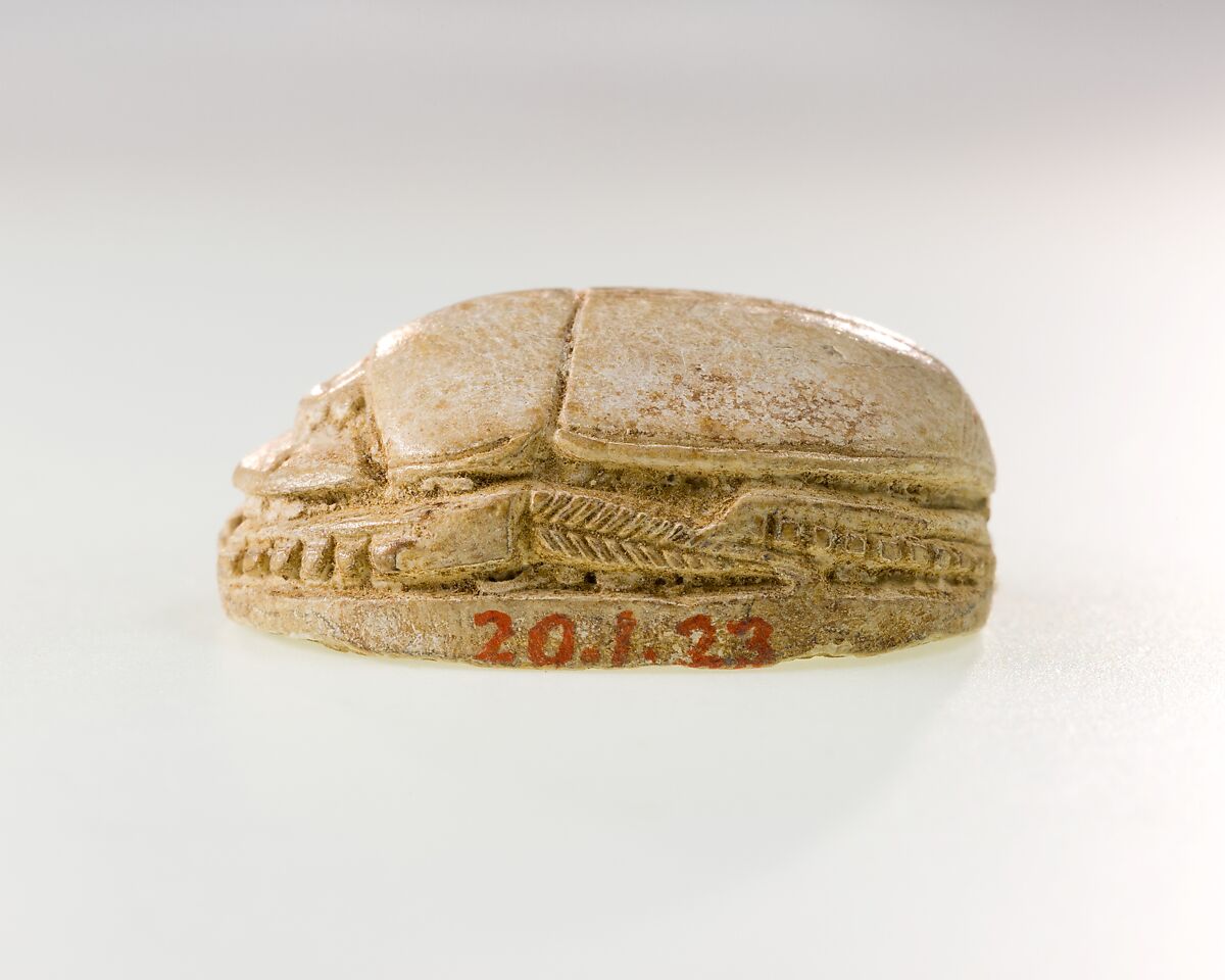 Scarab Inscribed with Hieroglyphs, Glazed steatite