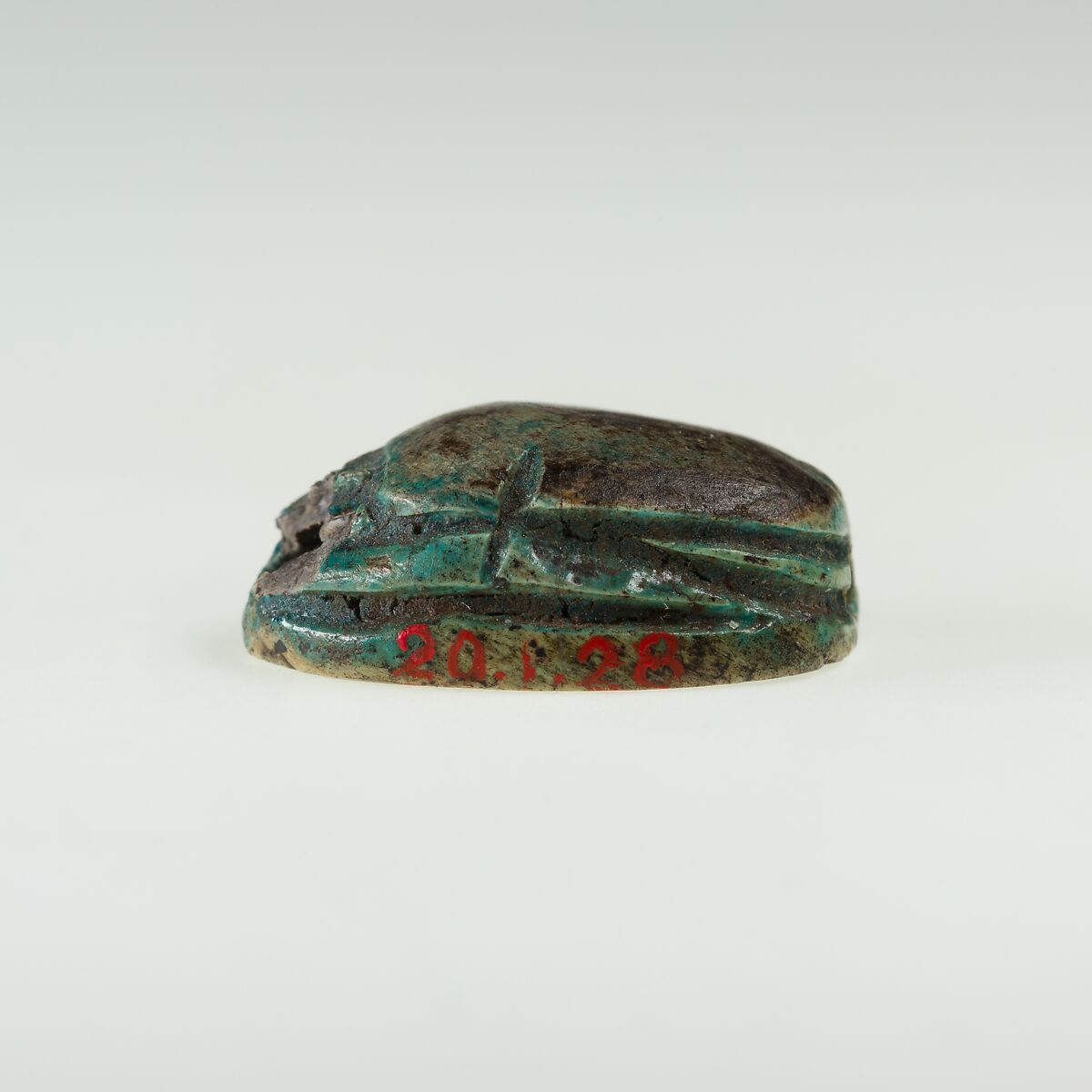 Scarab with Lion and Uraeus, Green glazed steatite