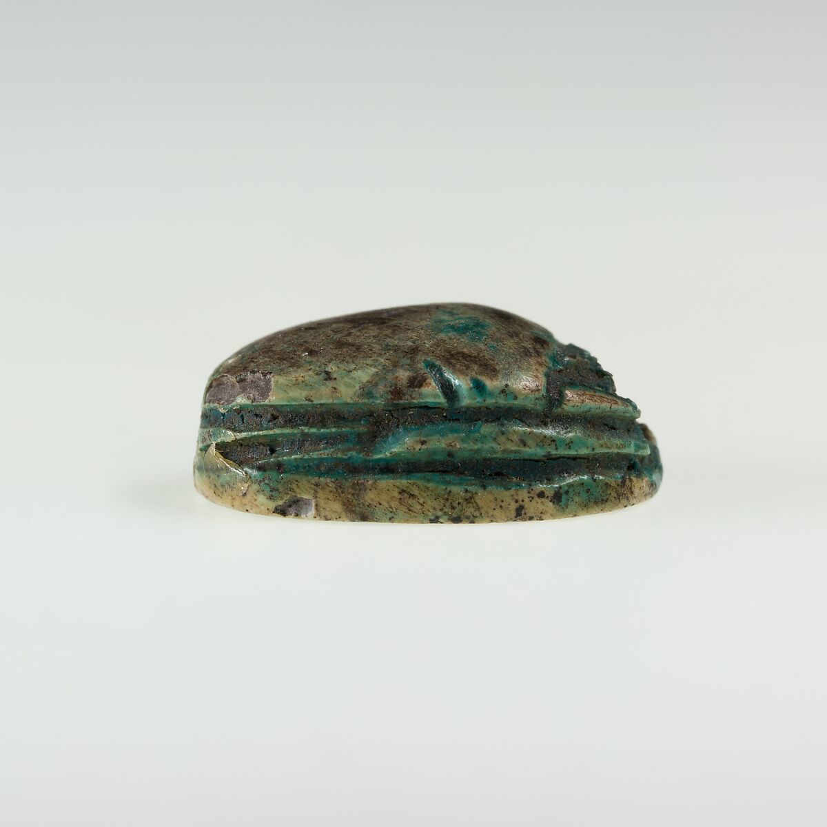 Scarab with Lion and Uraeus, Green glazed steatite