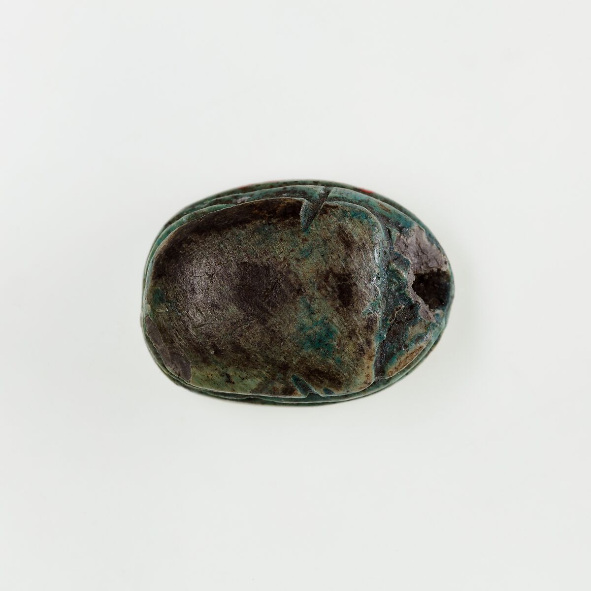 Scarab with Lion and Uraeus, Green glazed steatite