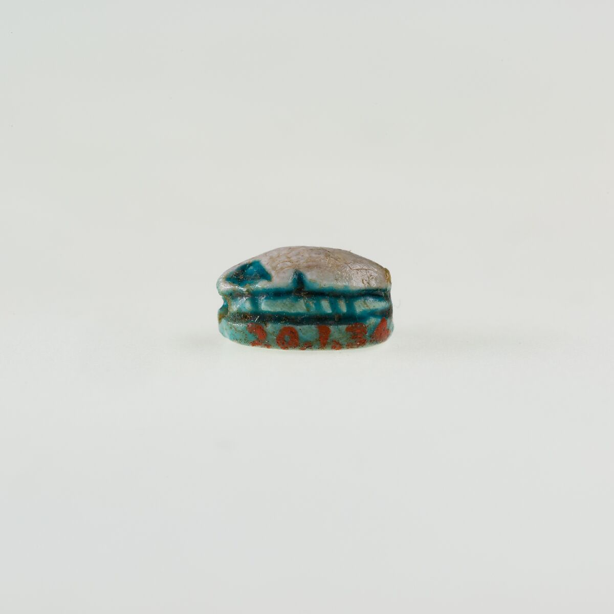 Scarab Inscribed with a Blessing Related to Re, Green glazed steatite