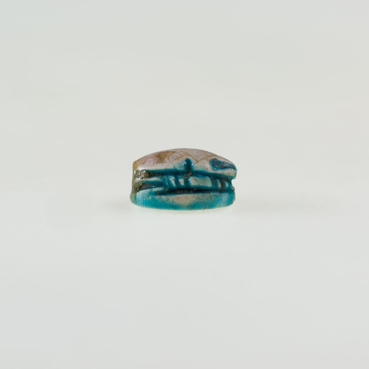 Scarab Inscribed with a Blessing Related to Re, Green glazed steatite