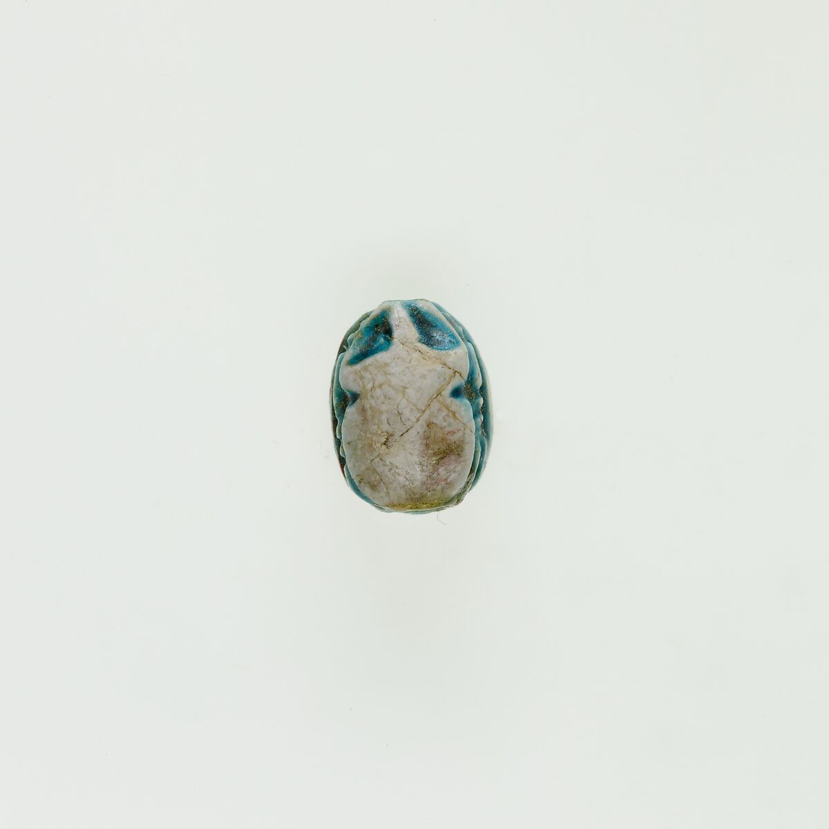 Scarab Inscribed with a Blessing Related to Re, Green glazed steatite