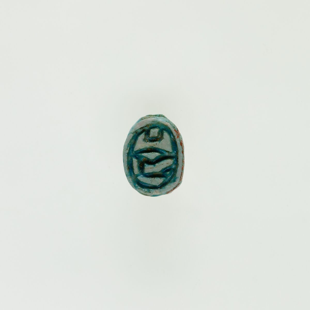 Scarab Inscribed with a Blessing Related to Re, Green glazed steatite 