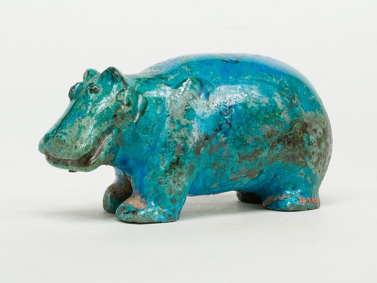 Standing Hippopotamus, Faience