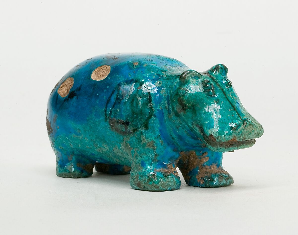 Standing Hippopotamus, Faience