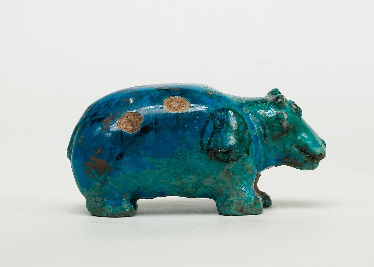 Standing Hippopotamus, Faience