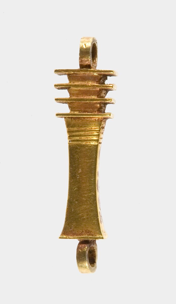 Jewelry element in the form of a djed pillar, Gold, carnelian, turquoise, lapis lazuli