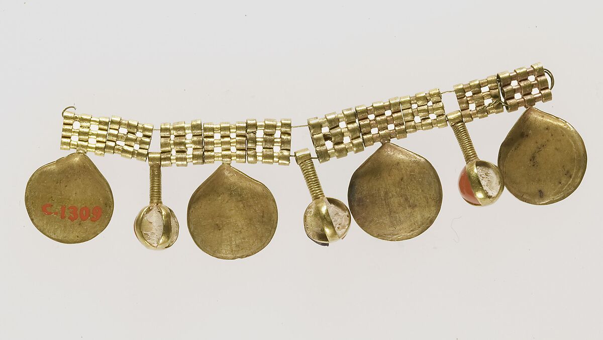 Jewelry Elements, Gold, carnelian, lapis lazuli