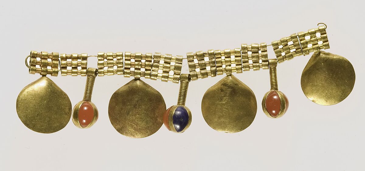 Jewelry Elements, Gold, carnelian, lapis lazuli