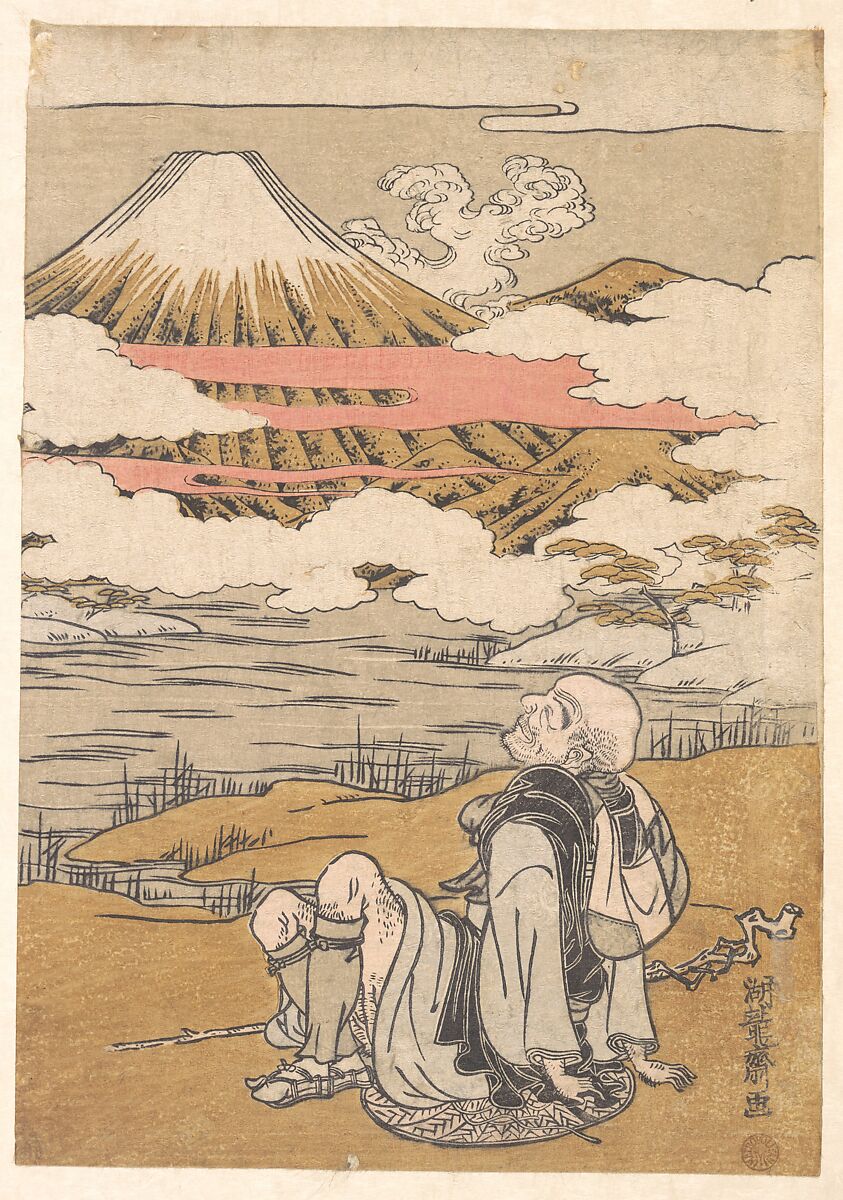 Fuji-mi Saigyo, Isoda Koryūsai (Japanese, 1735–ca. 1790), Woodblock print; ink and color on paper, Japan 