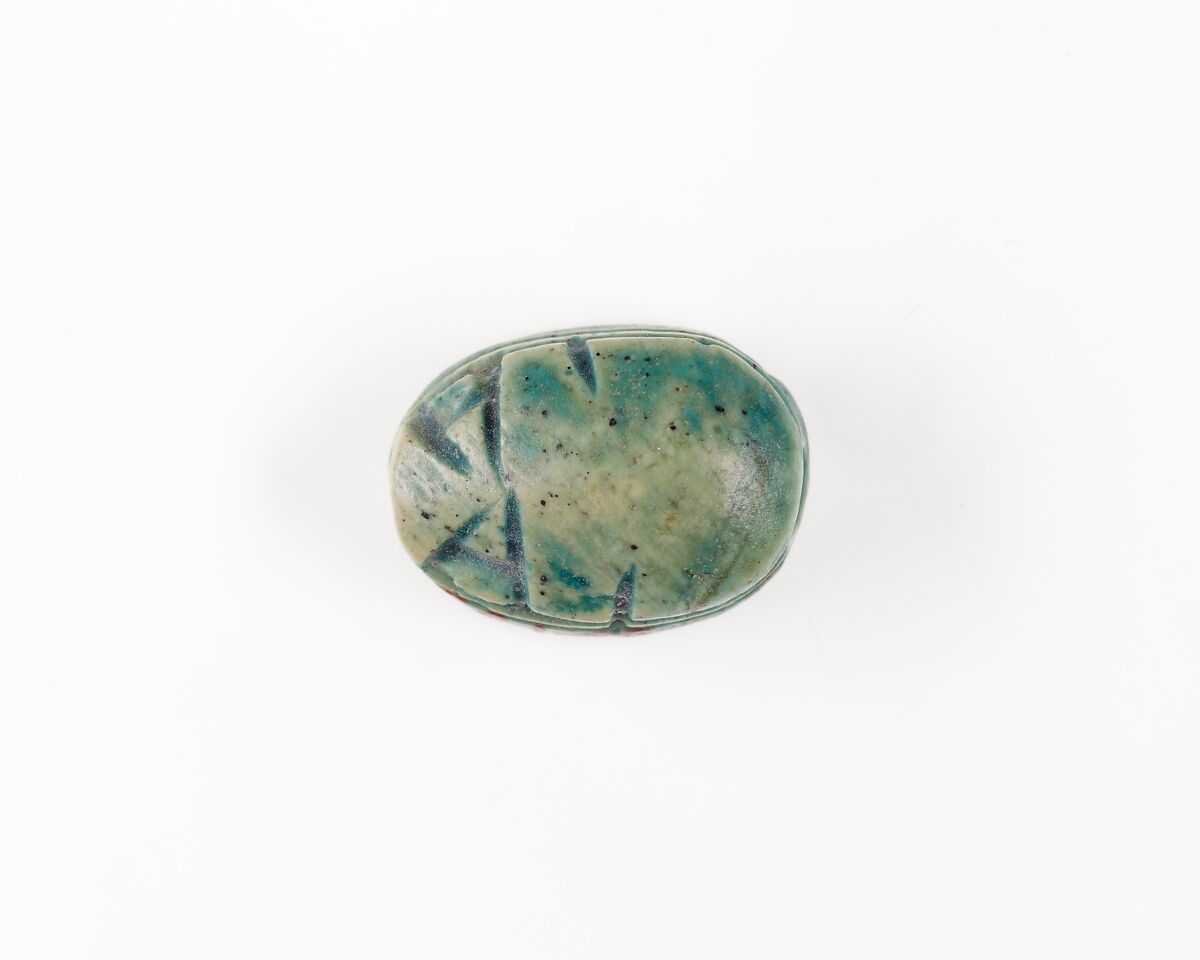 Scarab Inscribed with Hieroglyphs, Green glazed steatite