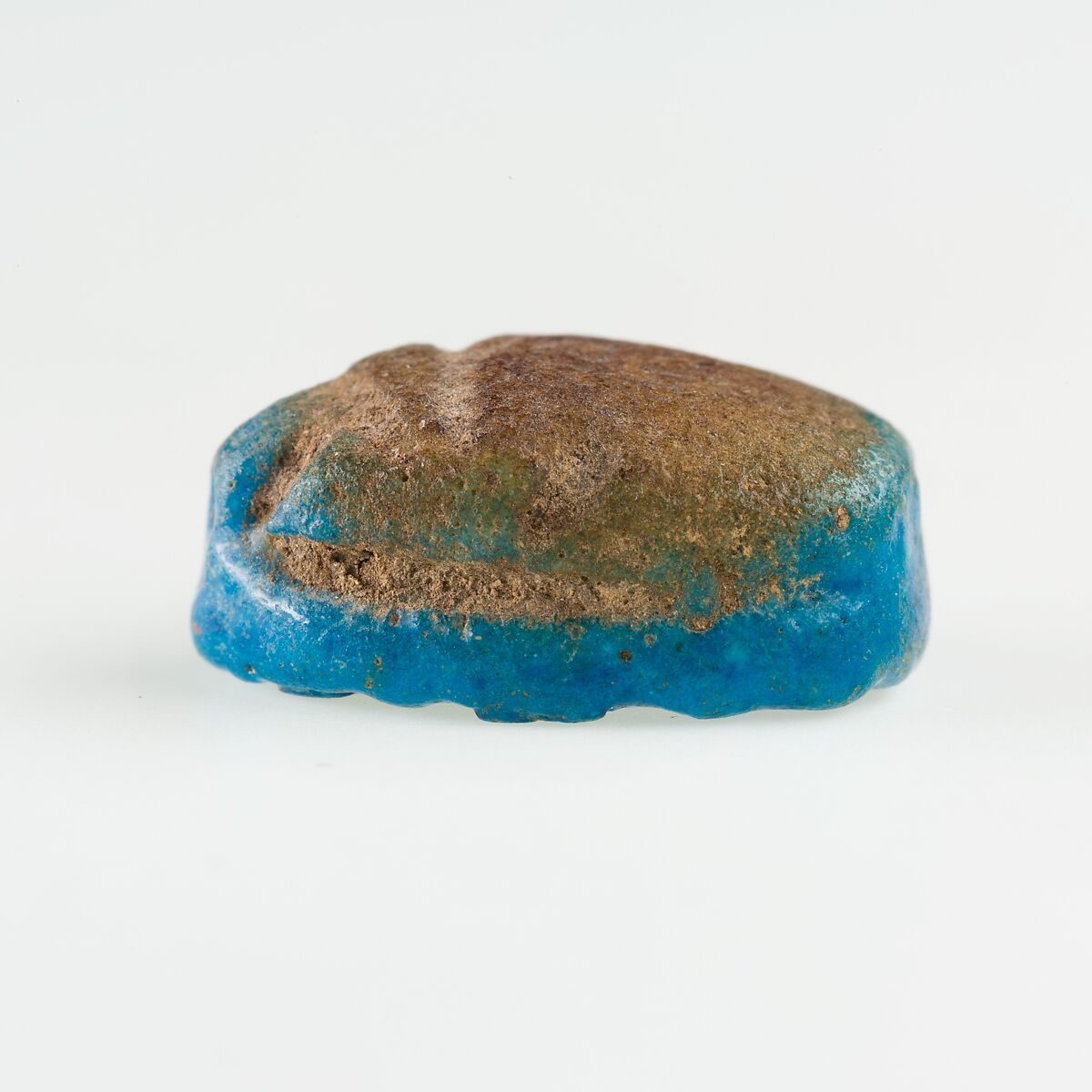 Scarab Decorated with Cross-Hatching, Bright blue faience