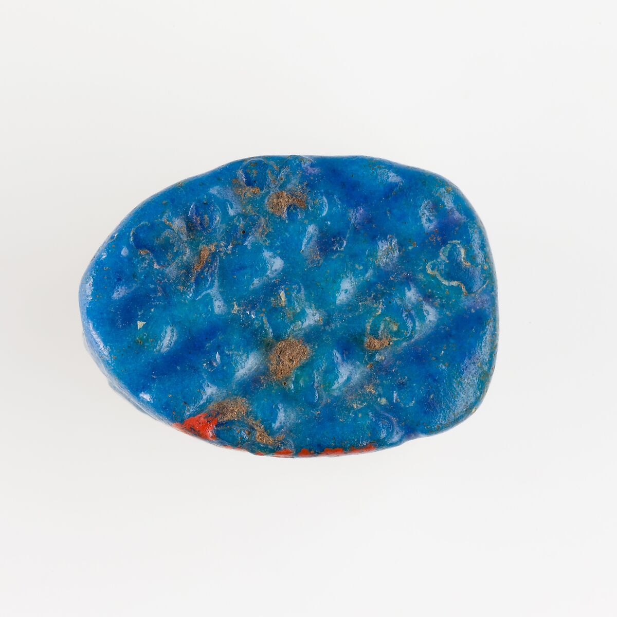 Scarab Decorated with Cross-Hatching, Bright blue faience 