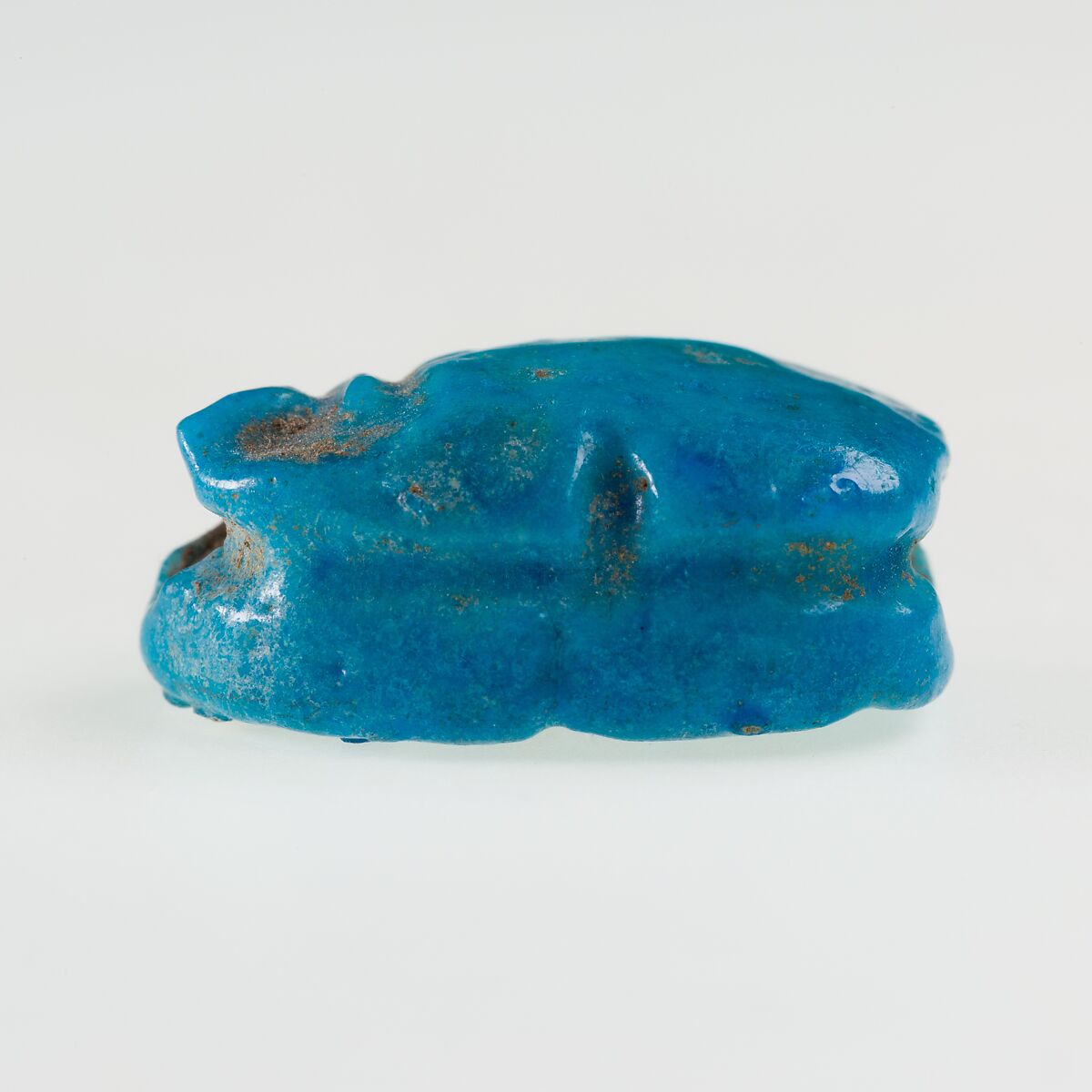 Scarab Inscribed with a Blessing Related to Re, Bright blue faience