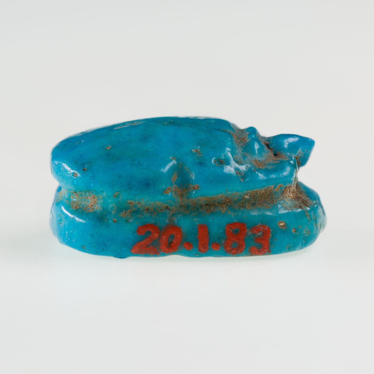 Scarab Inscribed with a Blessing Related to Re, Bright blue faience