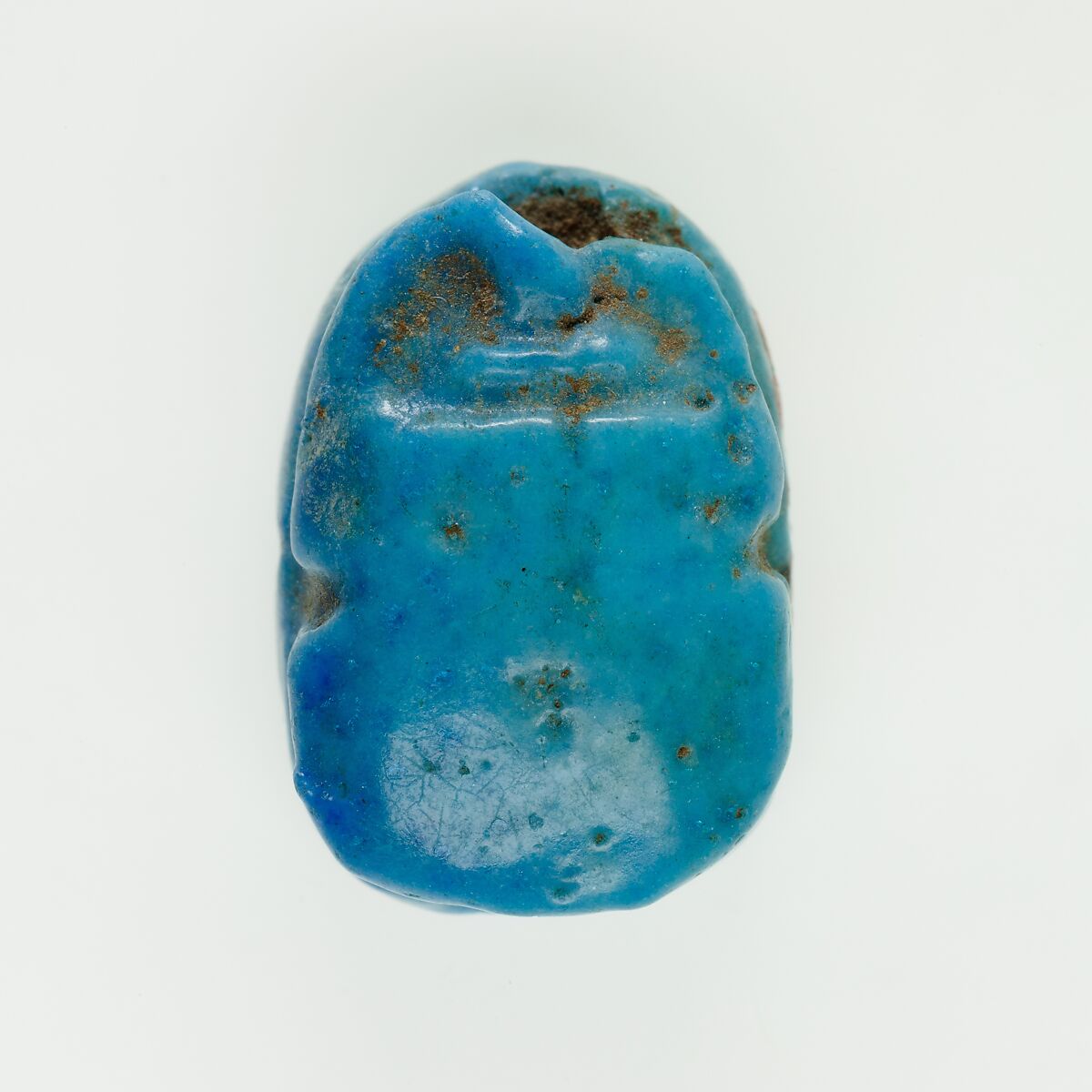 Scarab Inscribed with a Blessing Related to Re, Bright blue faience