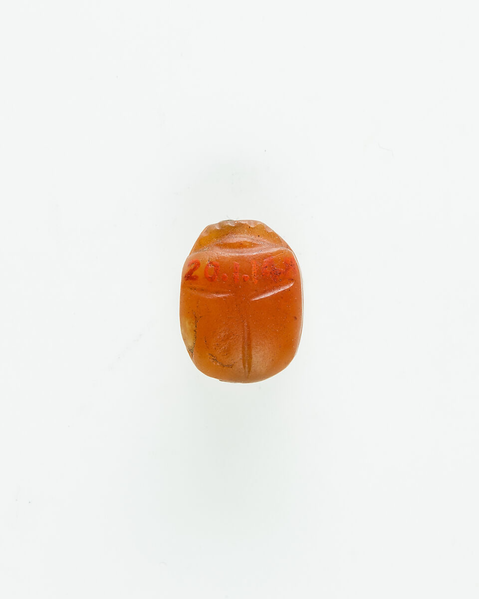Scarab Decorated with Crossing Lines, Carnelian 