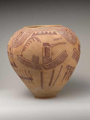 Decorated Ware Jar Depicting Ungulates and Boats with Human Figures