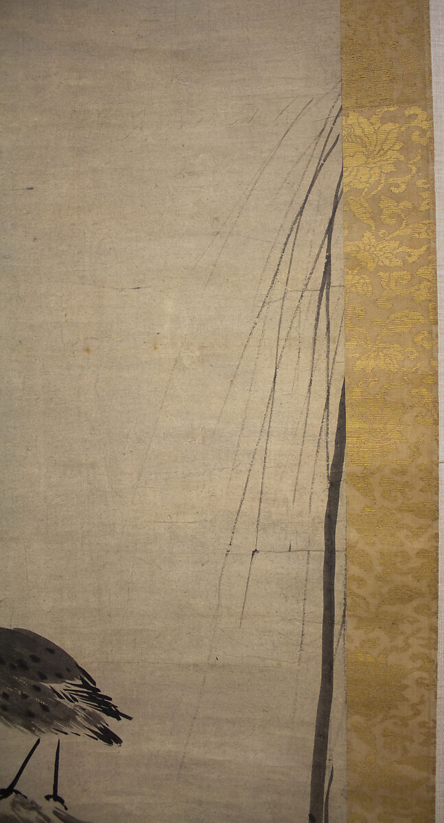 Heron and Willow, Formerly attributed to Sesshū Tōyō 雪舟等楊 (Japanese, 1420–1506), Hanging scroll; ink on paper, Japan
