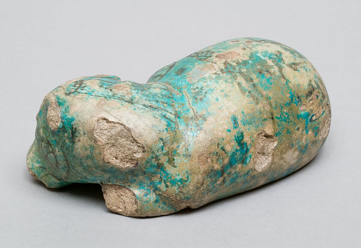 Hippopotamus figurine, Faience