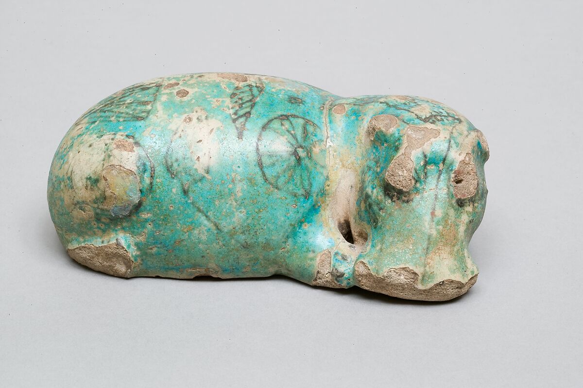 Hippopotamus figurine, Faience 