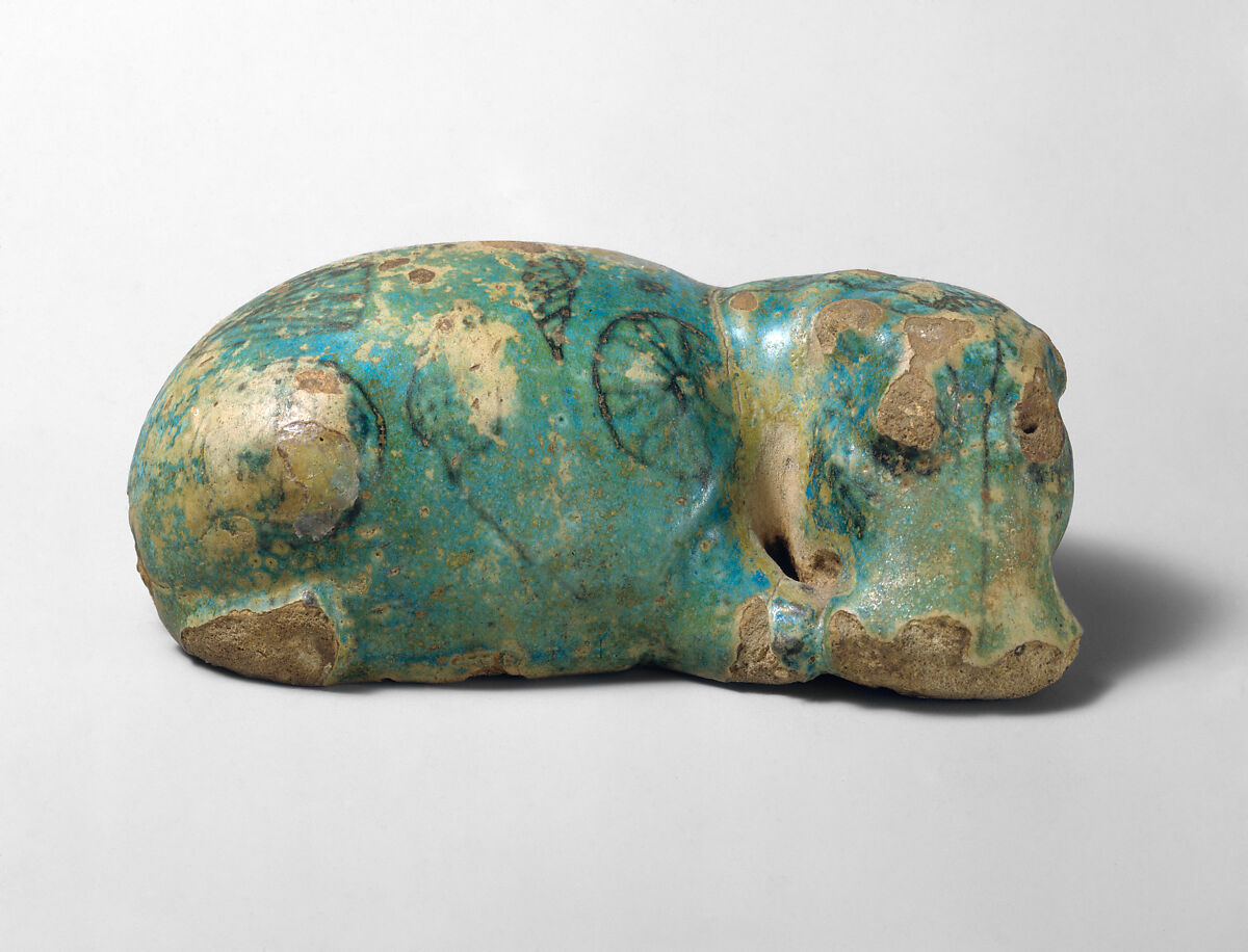 Hippopotamus figurine, Faience