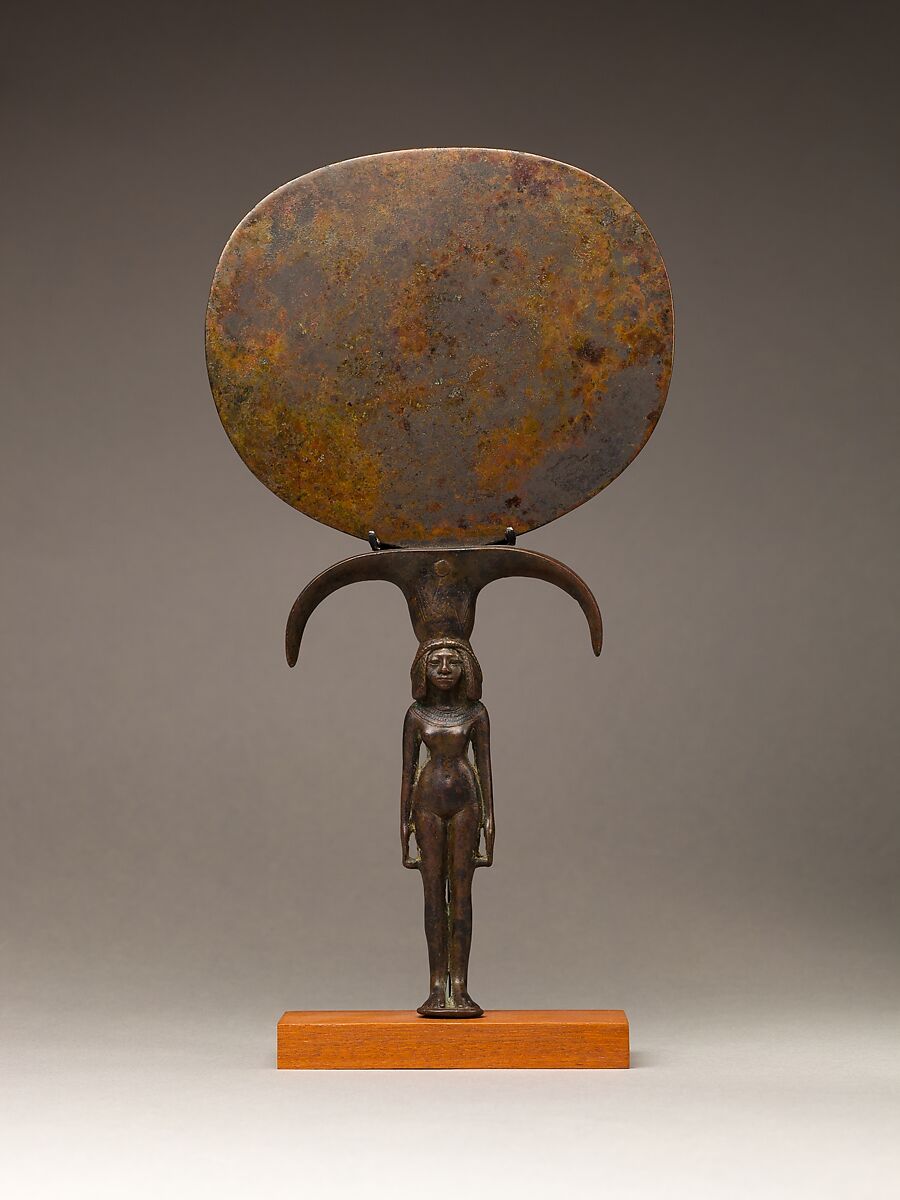 Mirror with a Handle in the Shape of a Young Woman, Bronze or copper alloy 