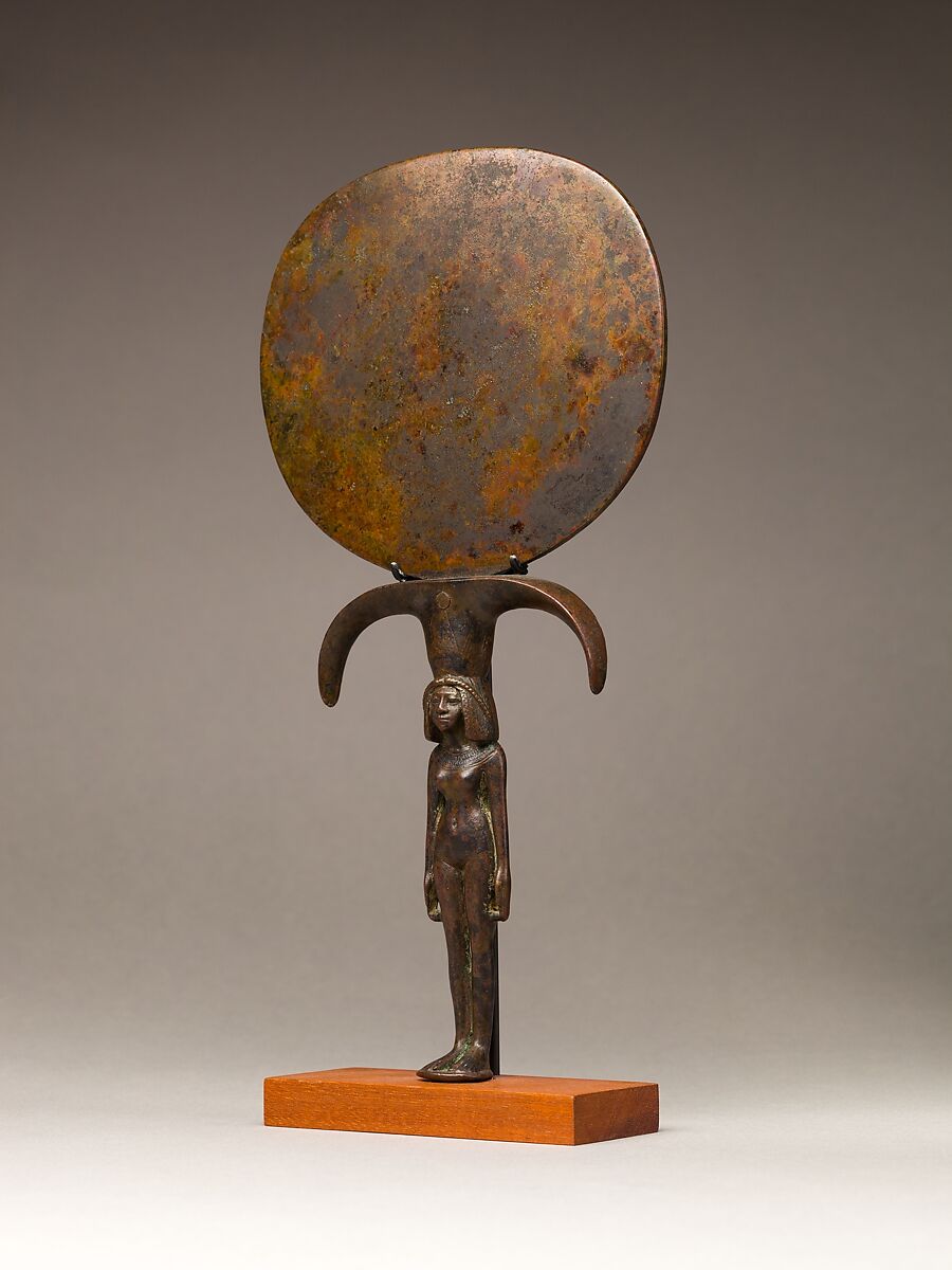 Mirror with a Handle in the Shape of a Young Woman, Bronze or copper alloy
