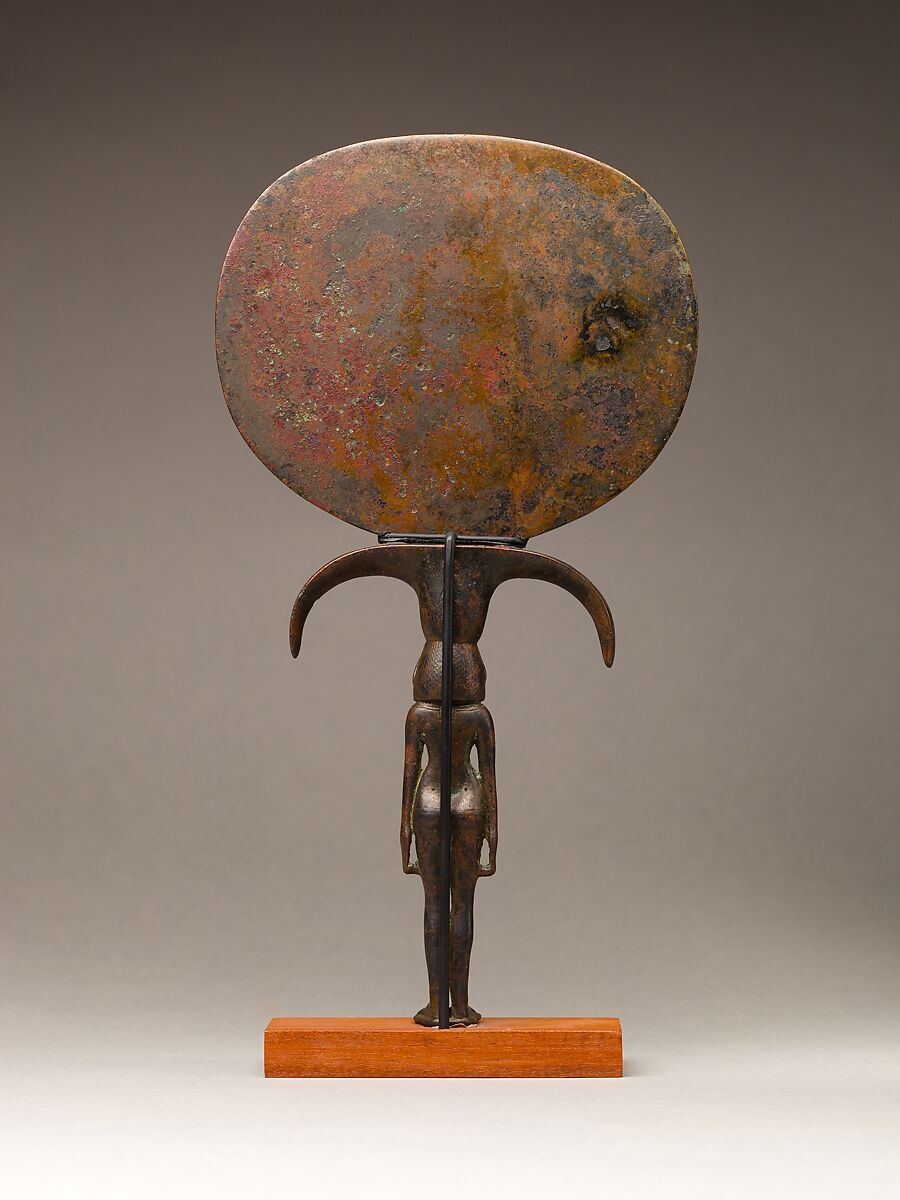 Mirror with a Handle in the Shape of a Young Woman, Bronze or copper alloy