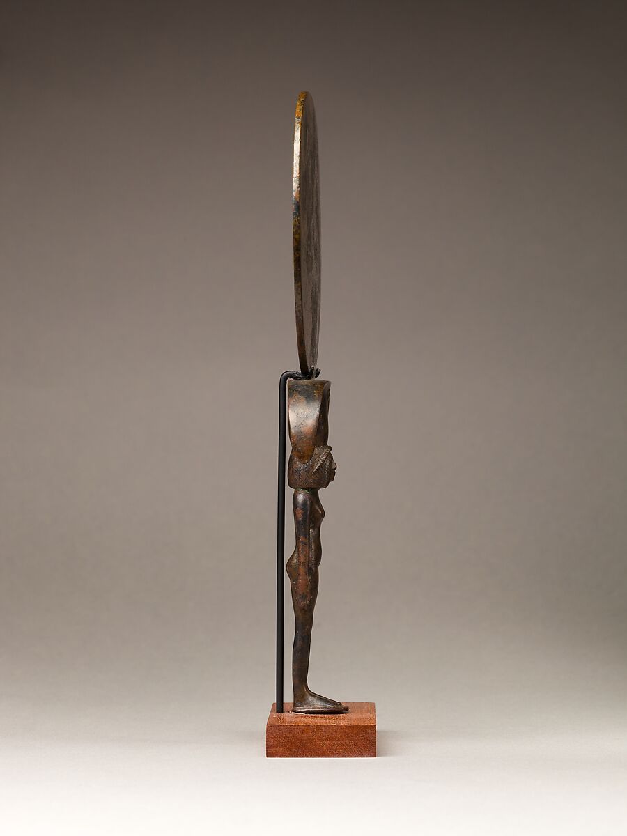 Mirror with a Handle in the Shape of a Young Woman, Bronze or copper alloy