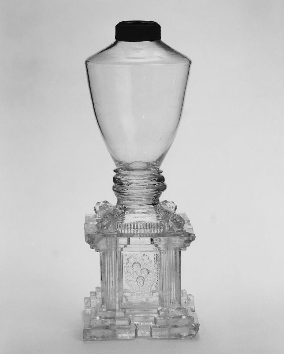 Whale Oil Lamp, Probably New England Glass Company (American, East Cambridge, Massachusetts, 1818–1888), Pressed and free-blown lead glass, American 