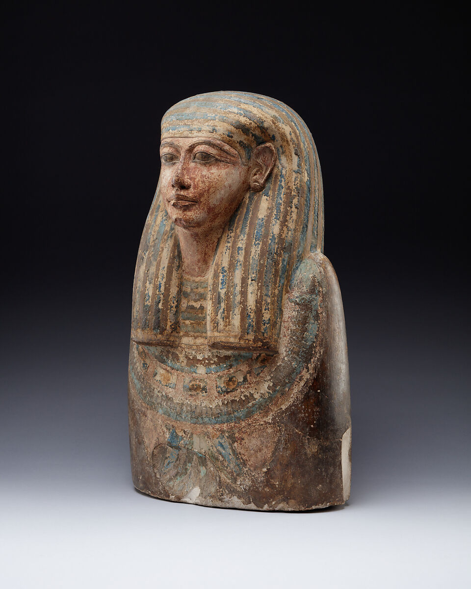 Bust of a Revered Person, Painted limestone