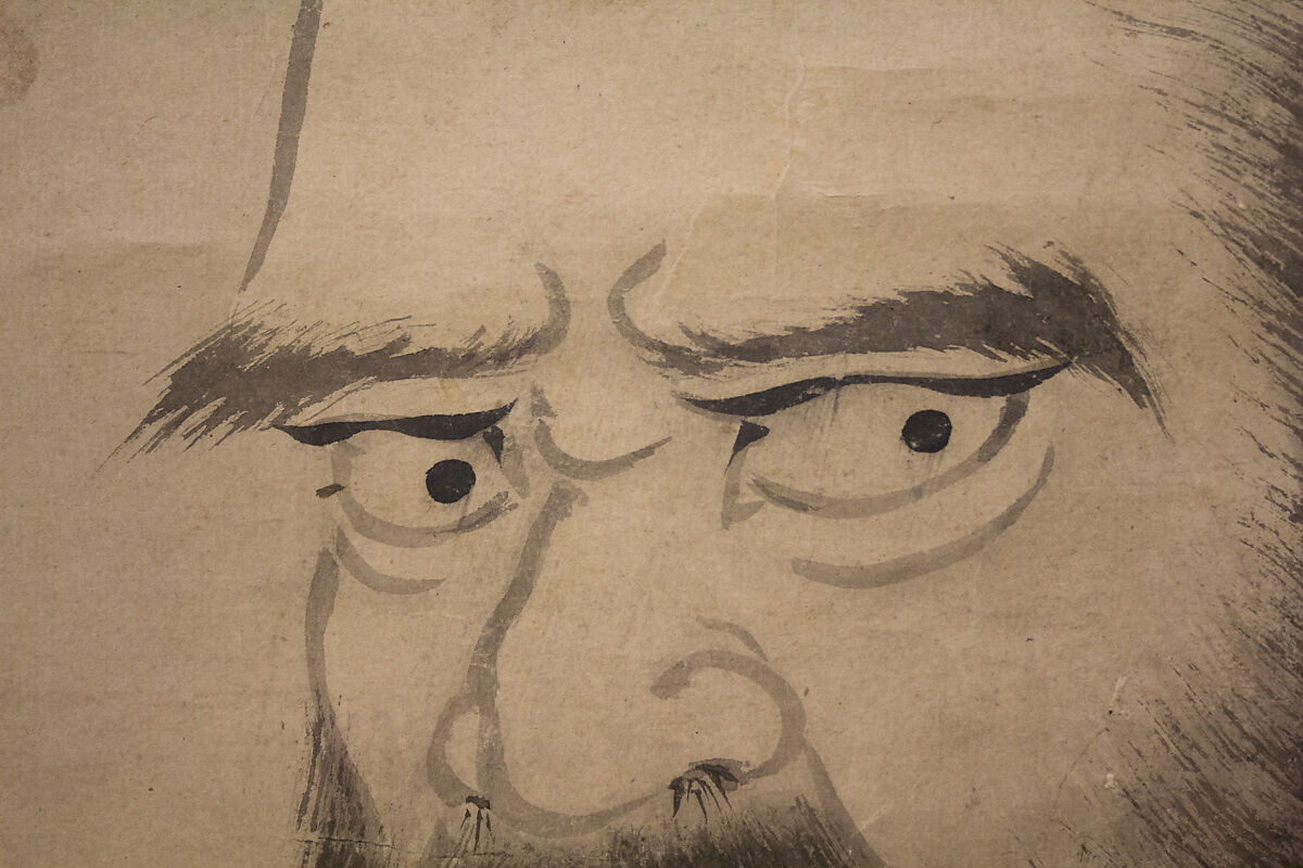 Bodhidharma (Daruma), Attributed to Kano Sanraku 狩野山楽 (Japanese, 1559–1635), Hanging scroll; ink on paper, Japan