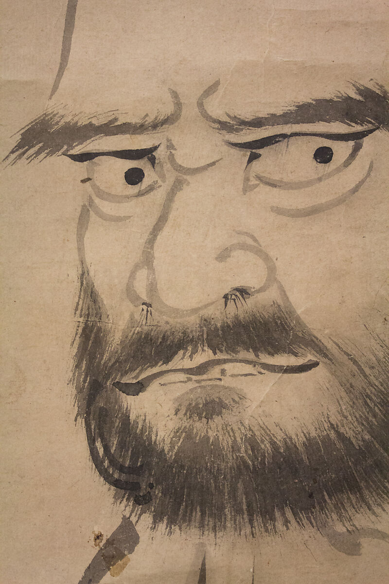 Bodhidharma (Daruma), Attributed to Kano Sanraku 狩野山楽 (Japanese, 1559–1635), Hanging scroll; ink on paper, Japan