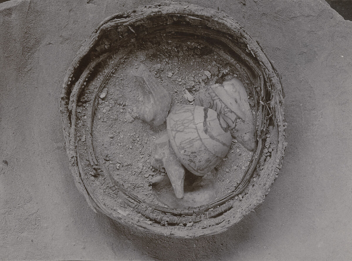 Feeding Cup, Blue faience, paint