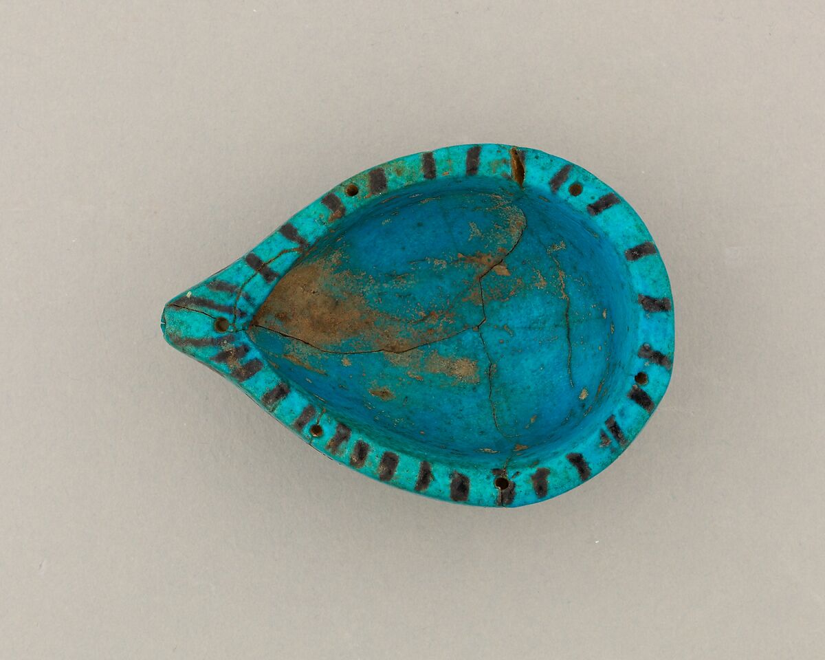 Feeding Cup, Blue faience, paint