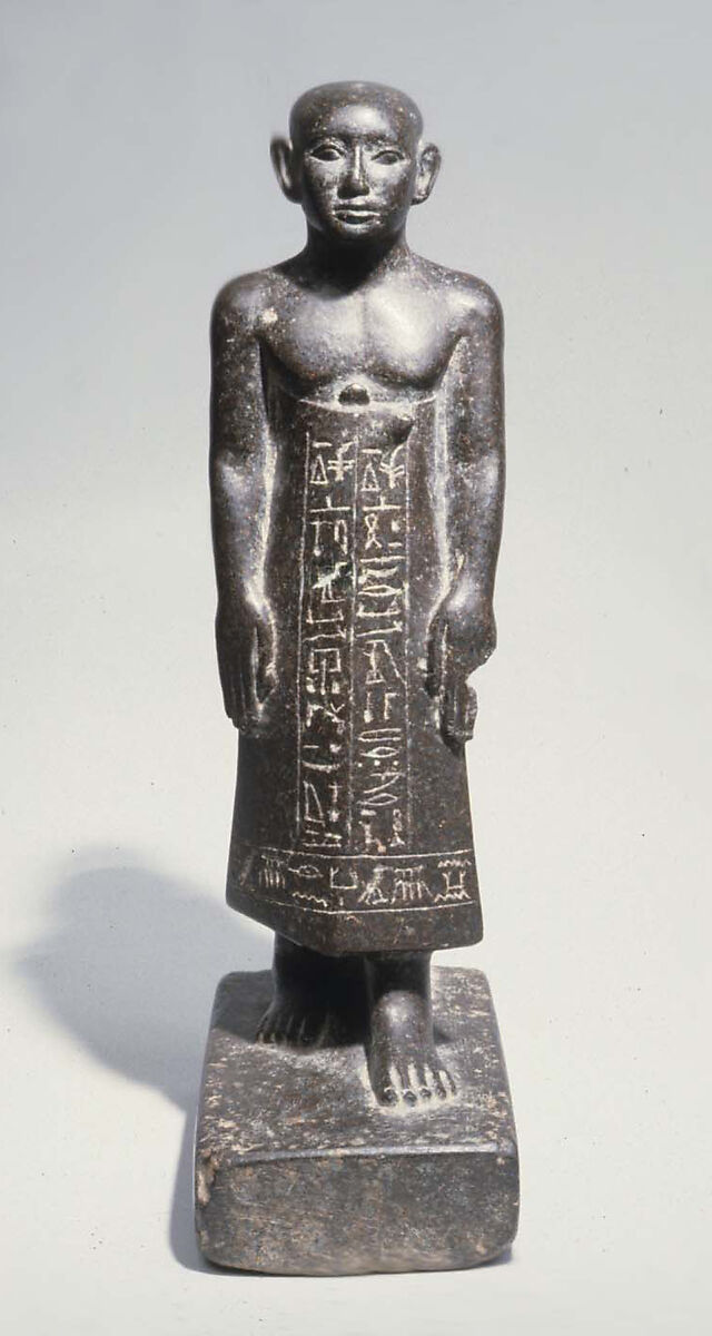 Statue of Khentika with Shaved Head, Black diorite 