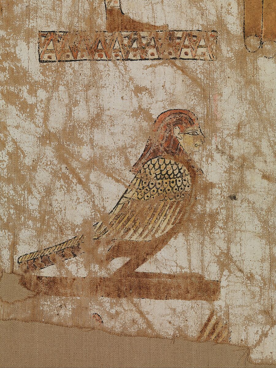 Shroud of a woman with bent-arm posture, Linen, tempera paint