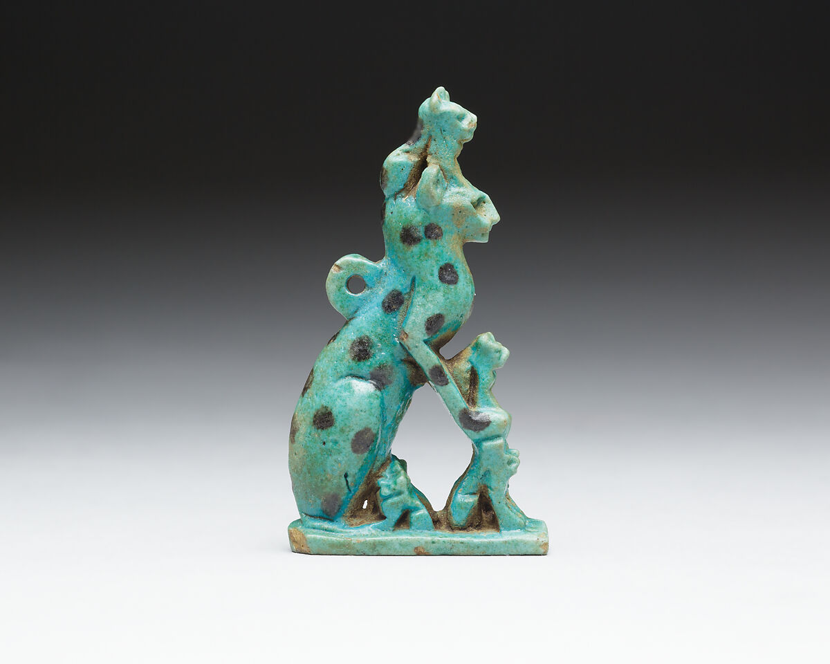 Figurine of a cat with kittens, Faience