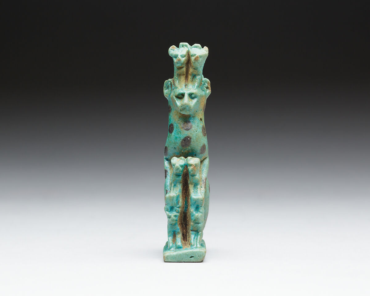 Figurine of a cat with kittens, Faience
