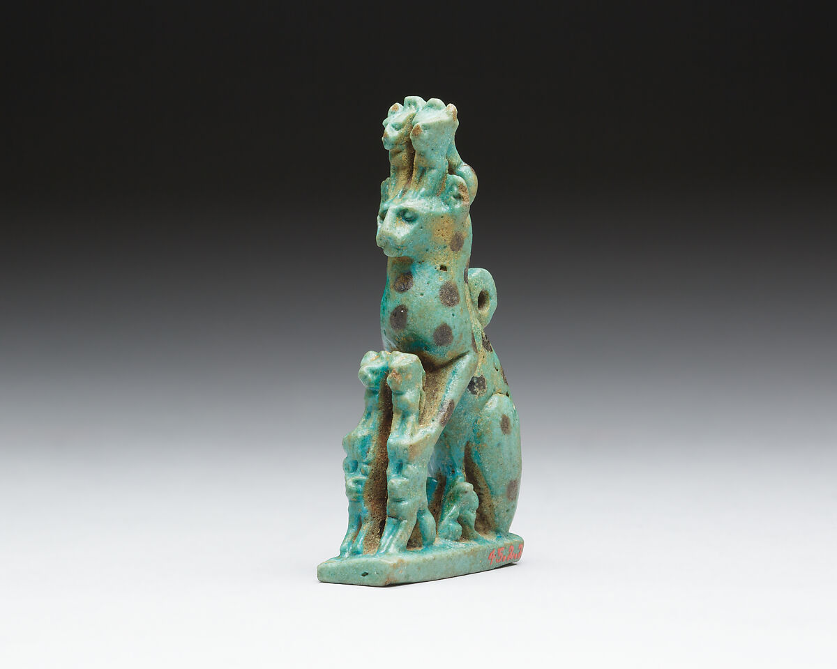 Figurine of a cat with kittens, Faience