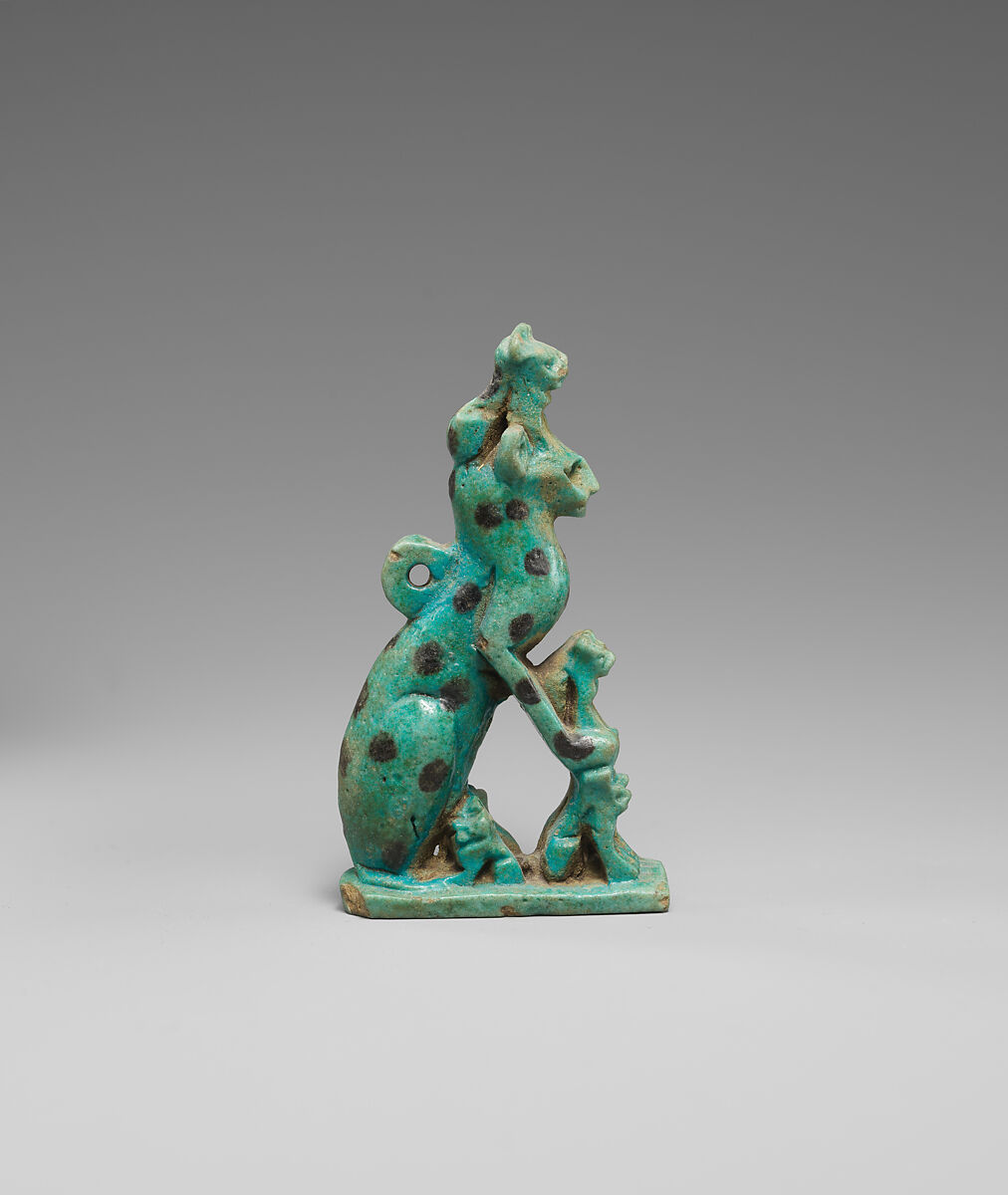 Figurine of a cat with kittens, Faience