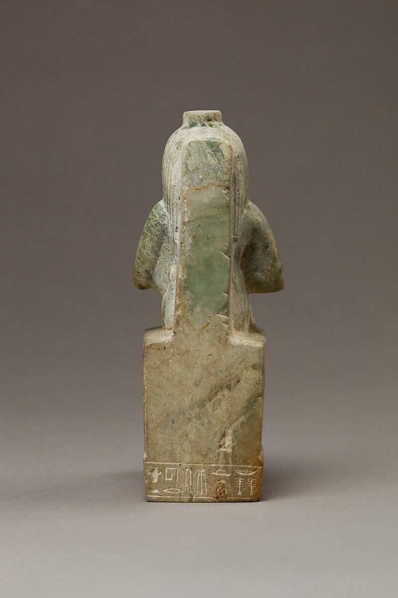 Statuette of Isis with the infant Horus, dedicated by Ankhhor, son of Perekhbanebdjedet and Heretib, Anhydrite