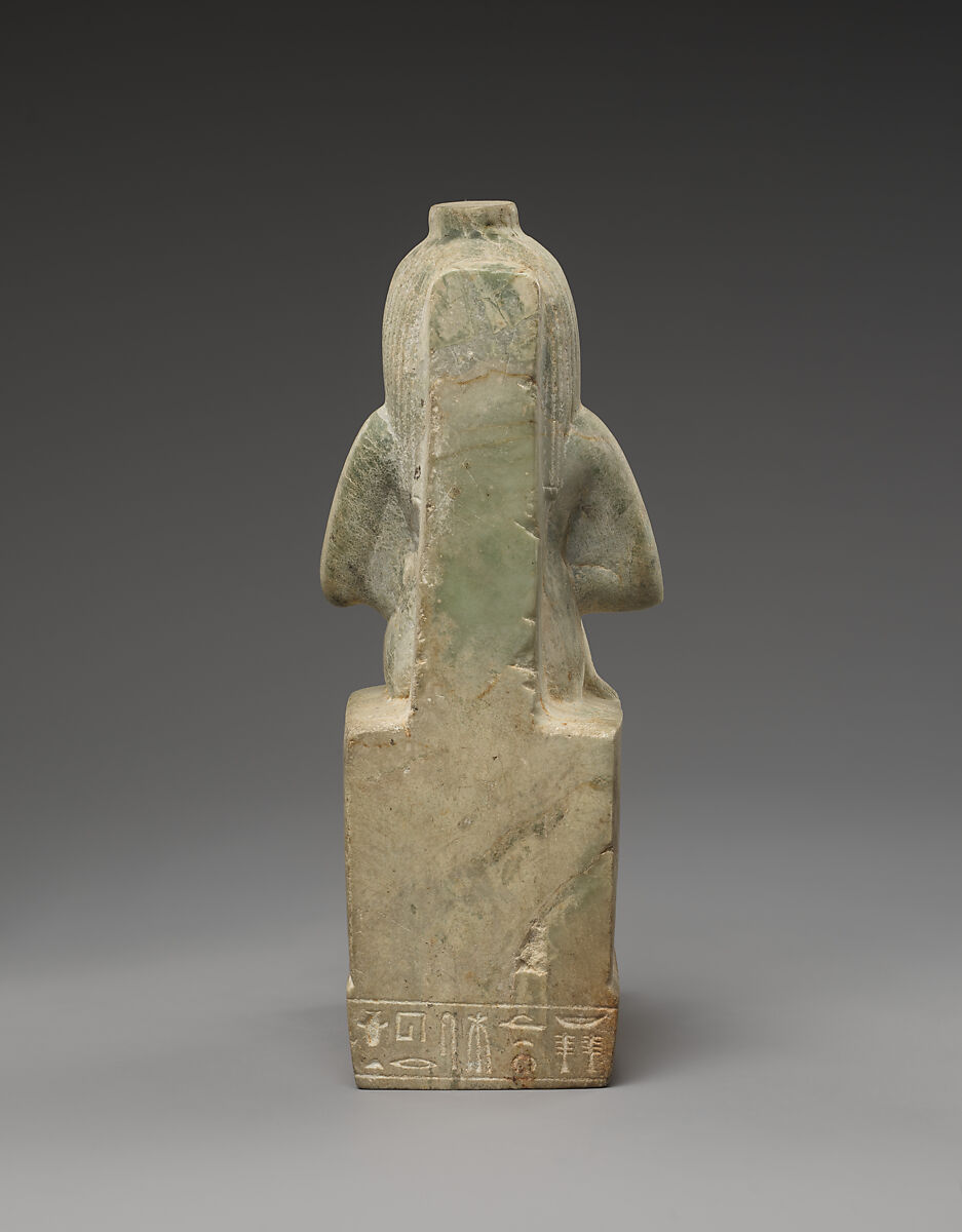 Statuette of Isis with the infant Horus, dedicated by Ankhhor, son of Perekhbanebdjedet and Heretib, Anhydrite