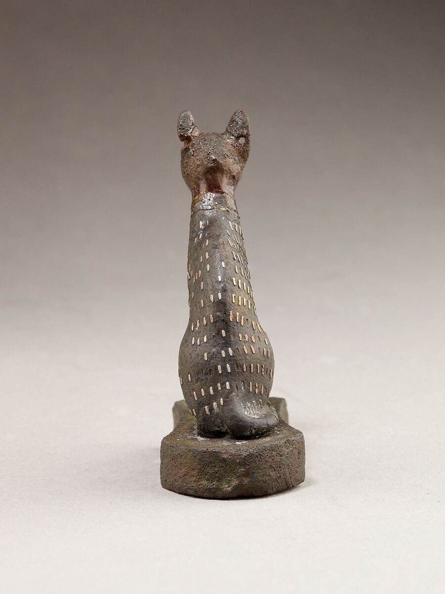 Cat, Cupreous metal, precious metal inlay