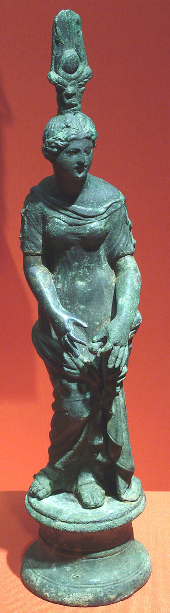 Isis-Aphrodite clasping a garment rolled about her hips, Bronze 