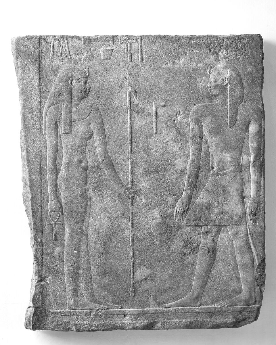 Ball-Playing Ceremony: the king before a goddess, possibly Hathor, Quartzite