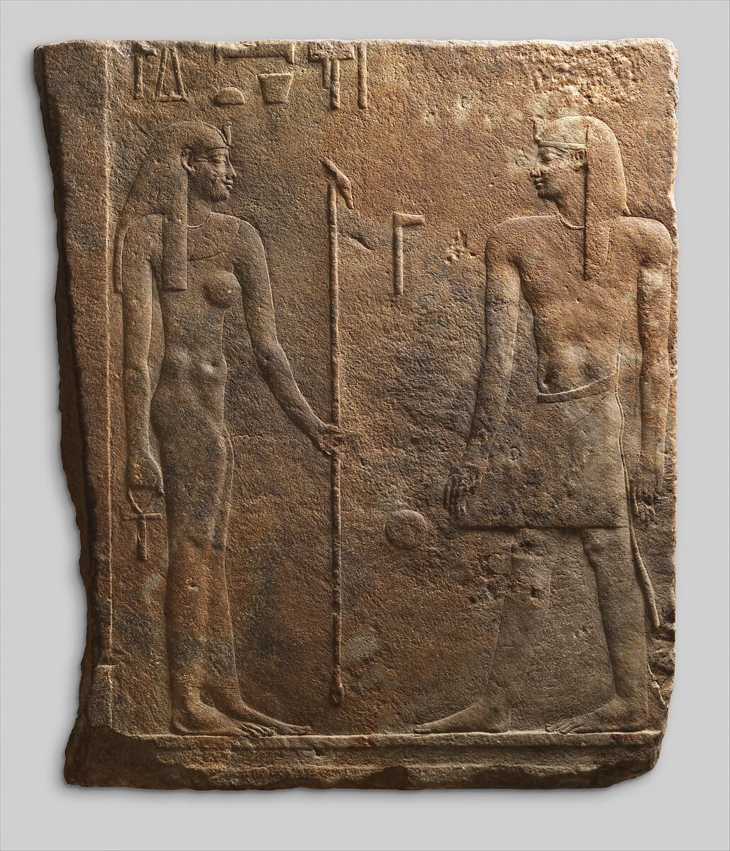 Ball-Playing Ceremony: the king before a goddess, possibly Hathor, Quartzite 