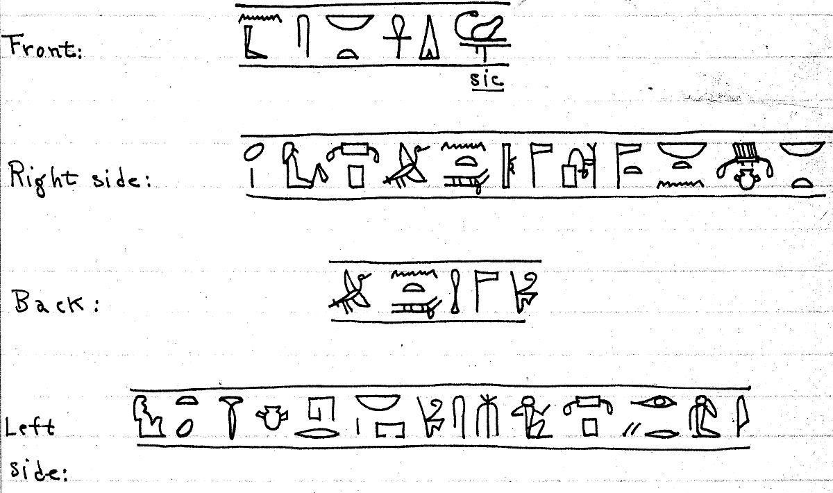 An ancient base asking blessings from Heka for the Scribe of the Library of Atum Pa-kap, son of the Prophet of Atum Pa-iry-kap and the mistress of the House Hr-ib-Wadjet; statue modern above the ankles, Bronze, brass, precious metal inlay